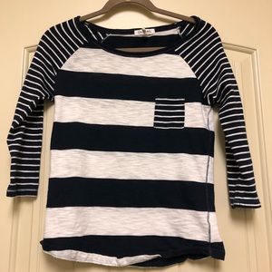 Navy & White Striped 3/4 Aero shirt
